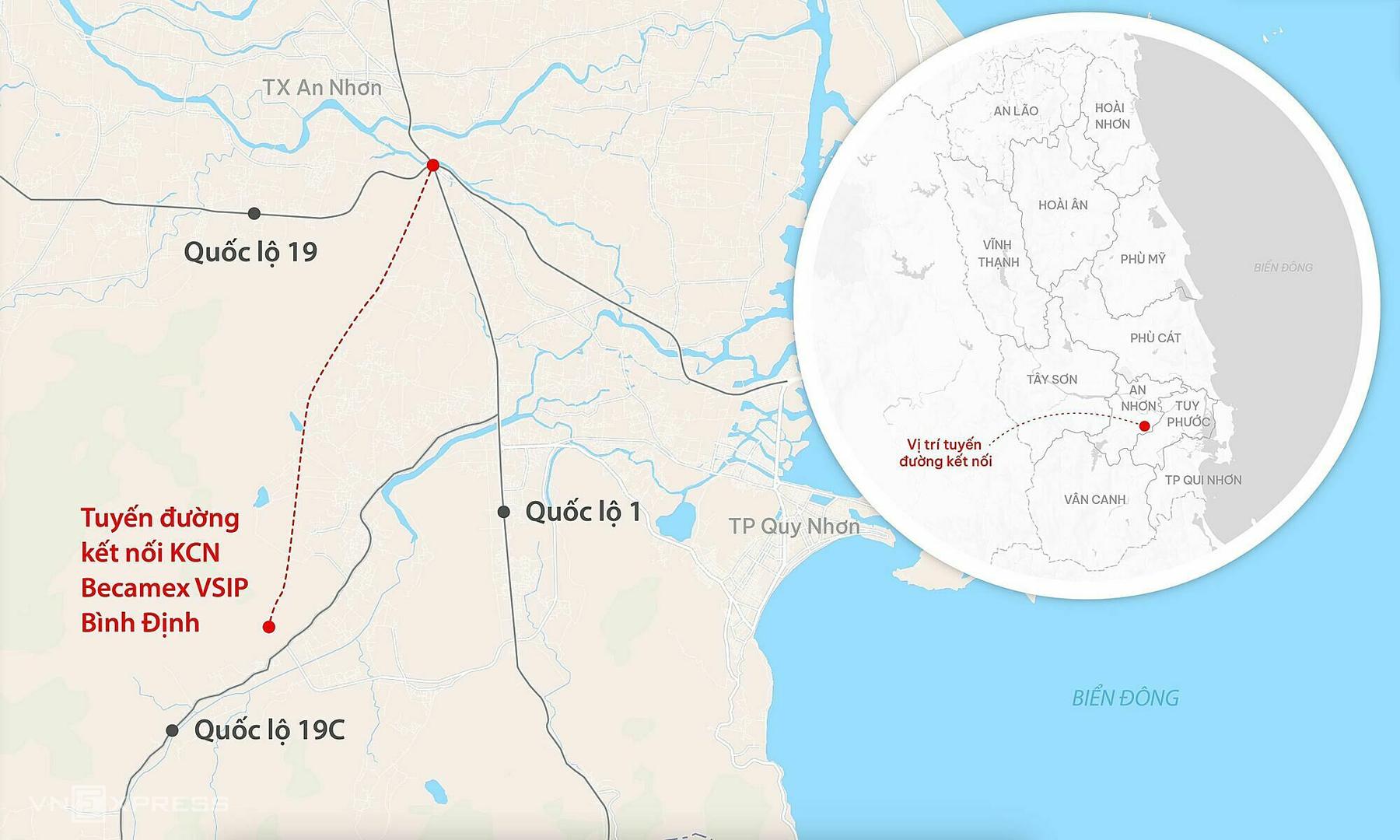 Khởi công đường gần 1.200 tỷ đồng nối quốc lộ với KCN Becamex VSIP Bình Định