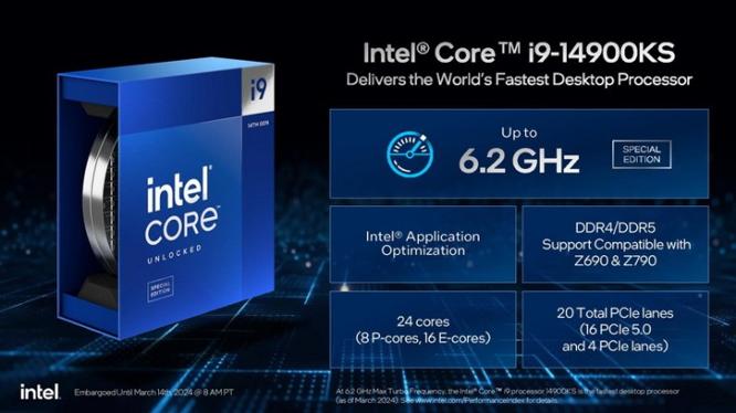 Intel trình làng bộ xử lý Core i9-14900KS cực mạnh, ngốn điện khủng
